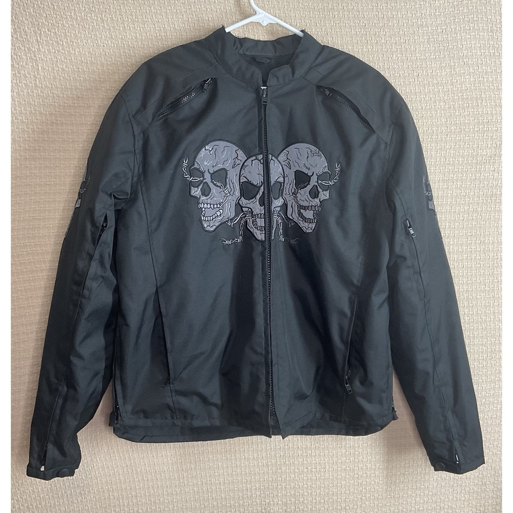 Revolution Gear Textile  Armour Motorcycle Jacket Men's Size Large Black WornOnc
